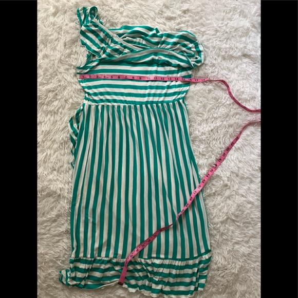 NWOT Women’s Knee Length Jade and White Striped Dress Large - Picture 6 of 10